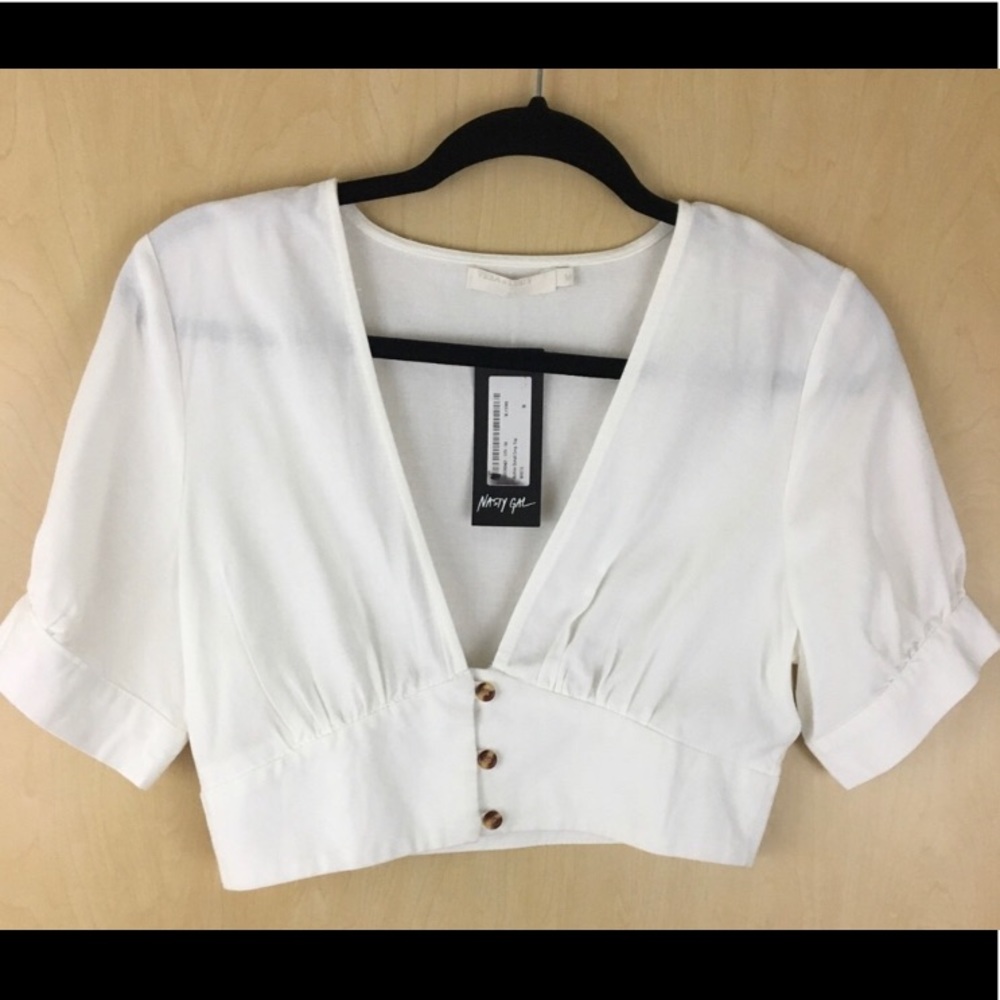 NWT Nasty Gal White Cropped Top SZ M